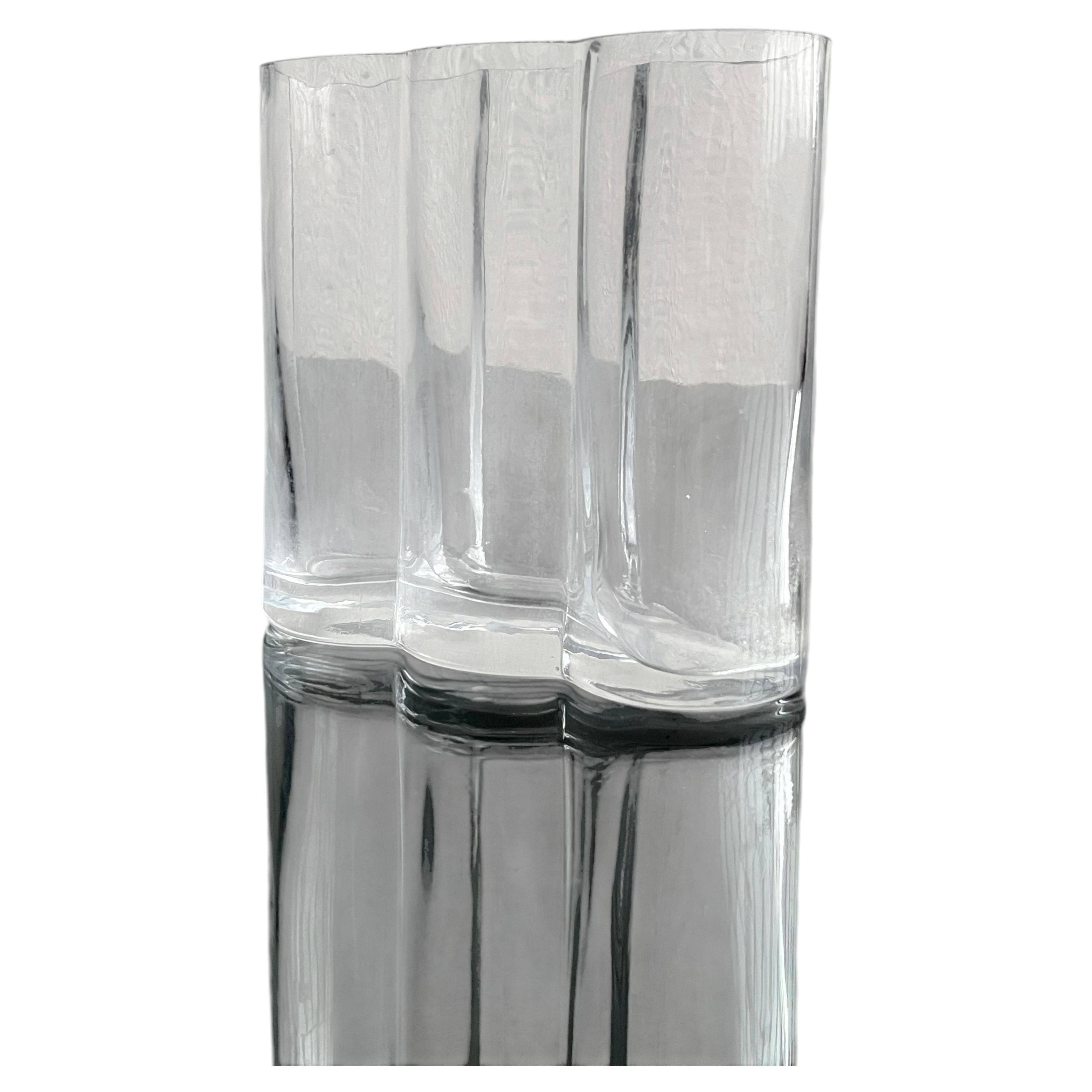 Beautiful Vintage Murano Modern Vase, cylinders  Clear Glass vase, 1970's
