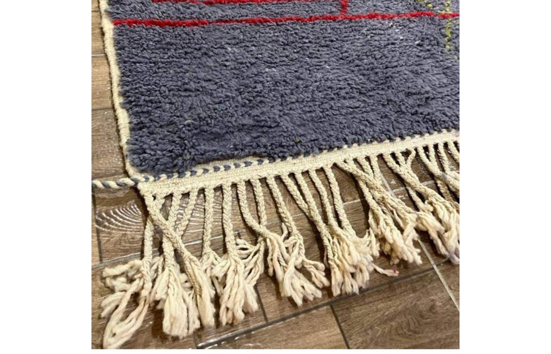 Tapis artisanal marocain laine naturelle 2.5x1.5 m