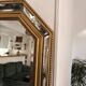 Octagonal mirror with bevelled parcloses, Neo-Classical Regency Art style.