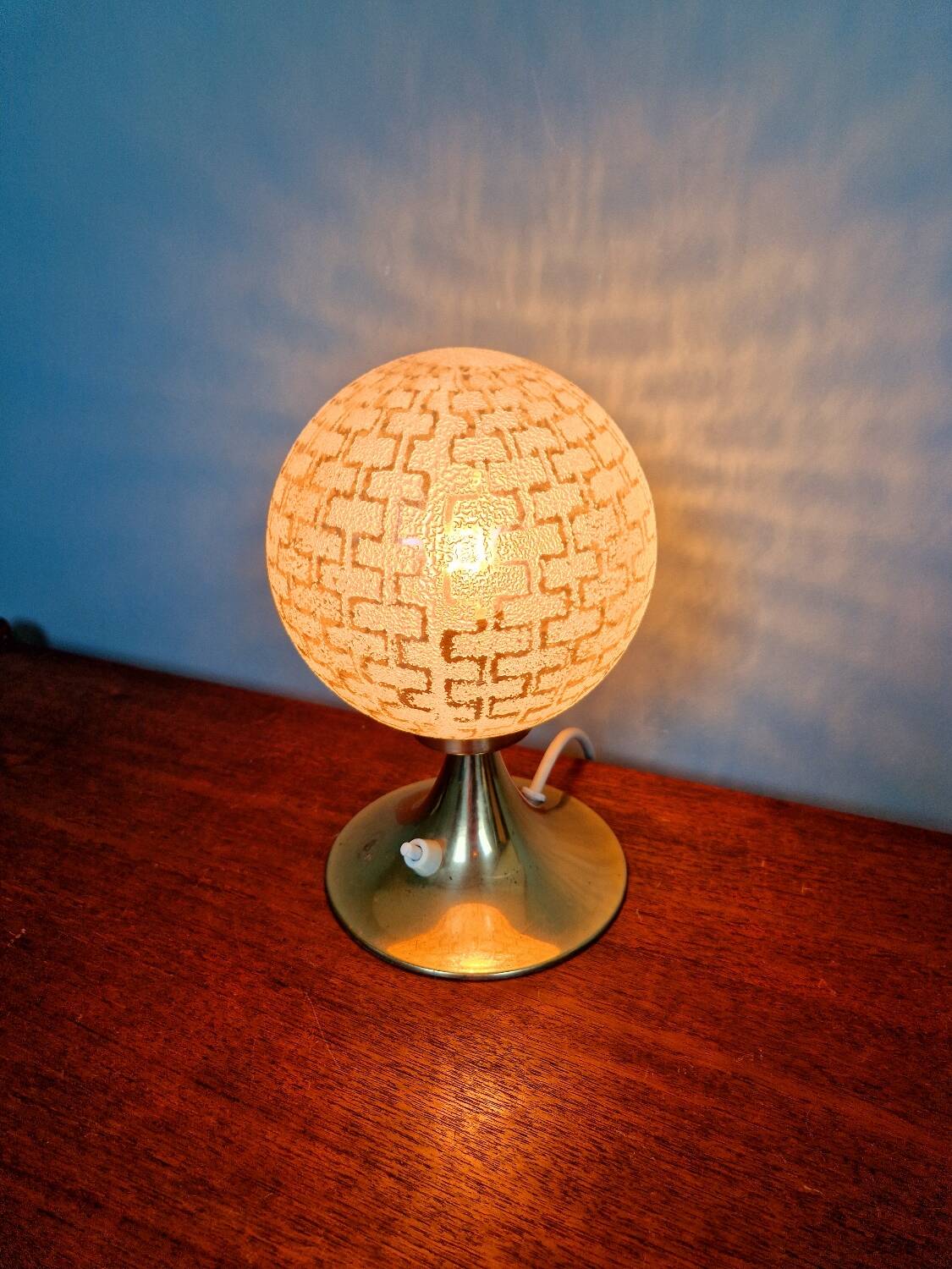 Space Age brass and textured glass table lamp, 1970s