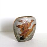 Cloisonné brass vase with ducks, circa 1900