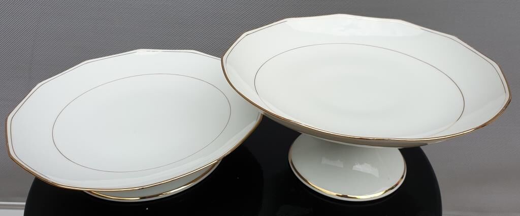 Pair two-course cake dishes Louroux Foecy vintage