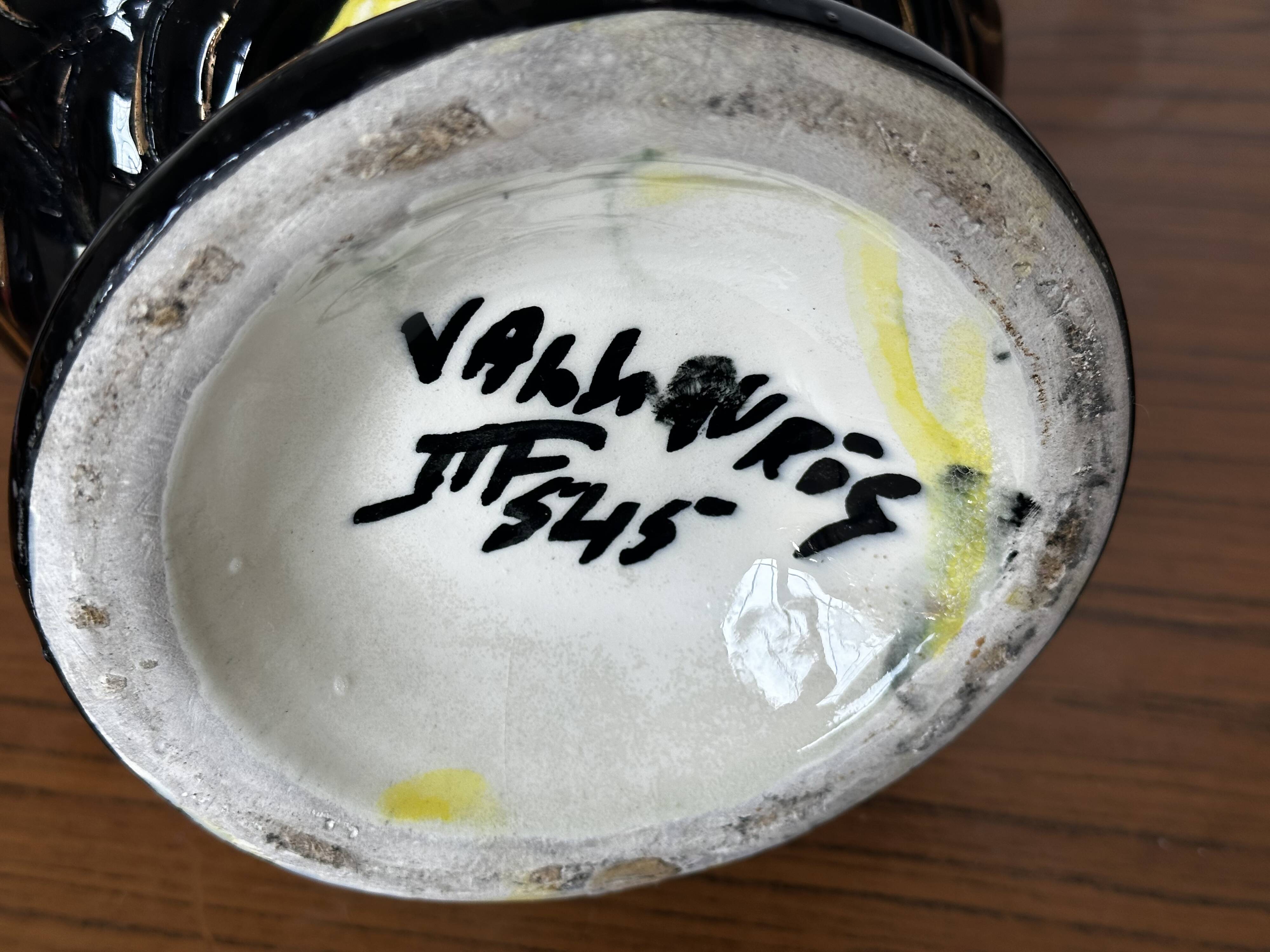 Medici vase in Vallauris ceramic, signed JTF