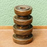 Art deco candle holder in turned wood