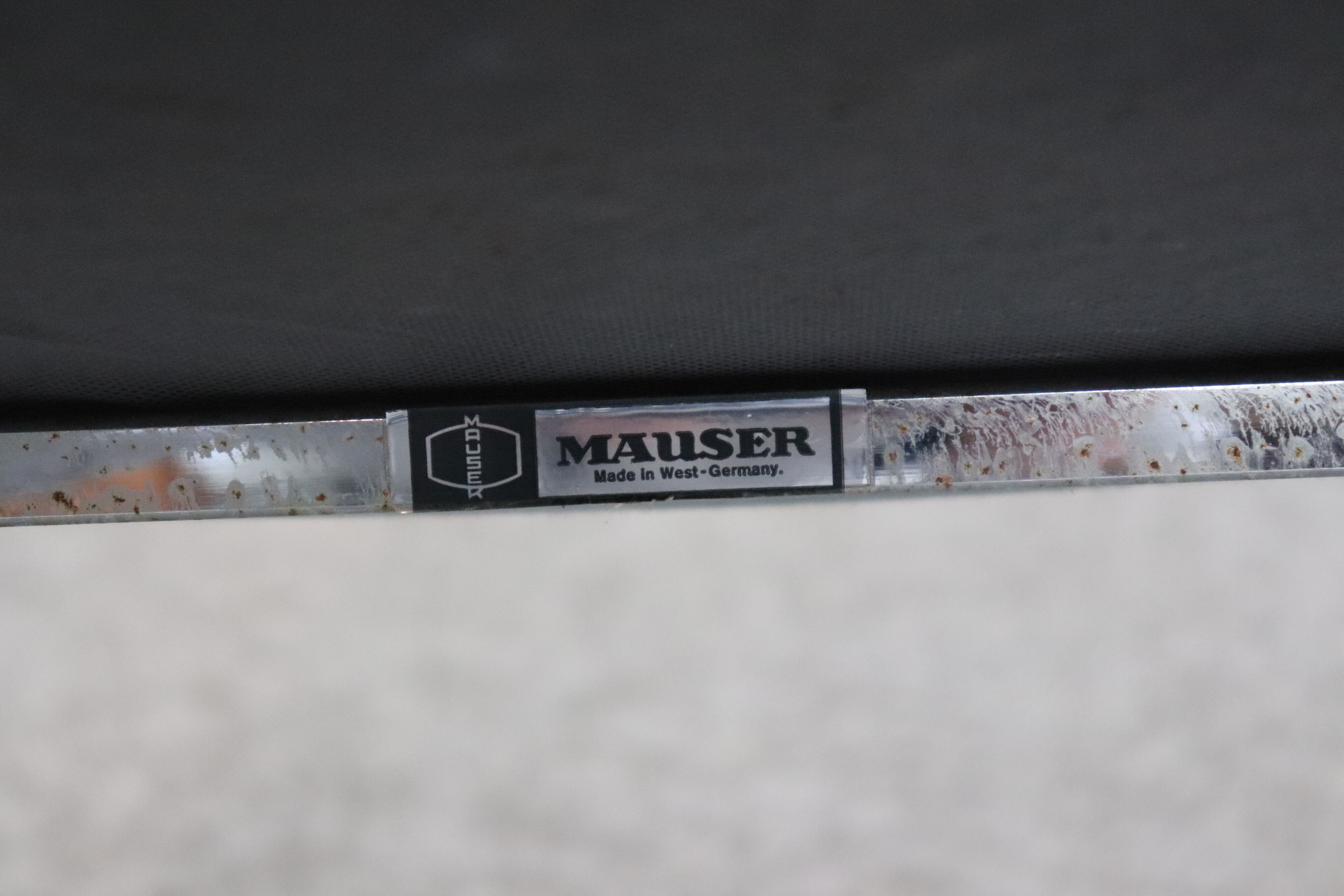 4 vintage design dining chairs in black leather mauser werke germany 1960s