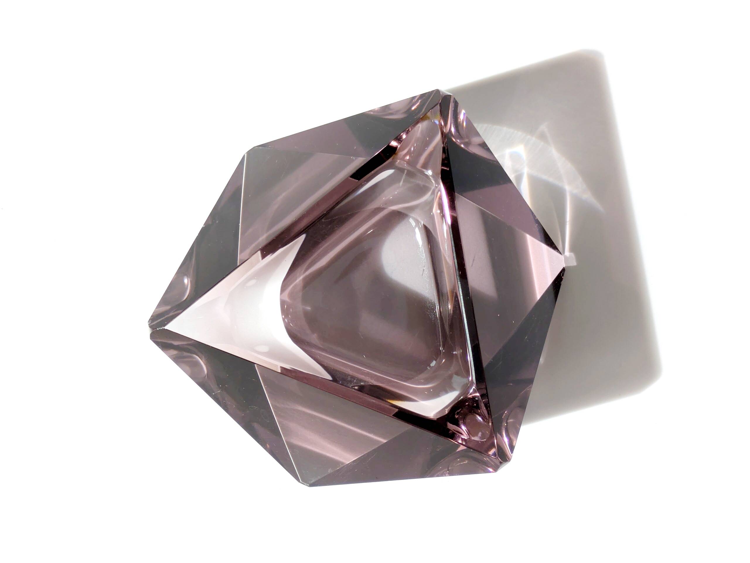 Faceted glass trinket dish, Murano, 1960s, amethyst color