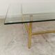 Coffee table glass and gold metal 80s