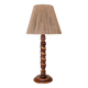 Turned wood lamp and jute lampshade