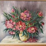 Tableau bouquet de fleurs signé Babon Folus