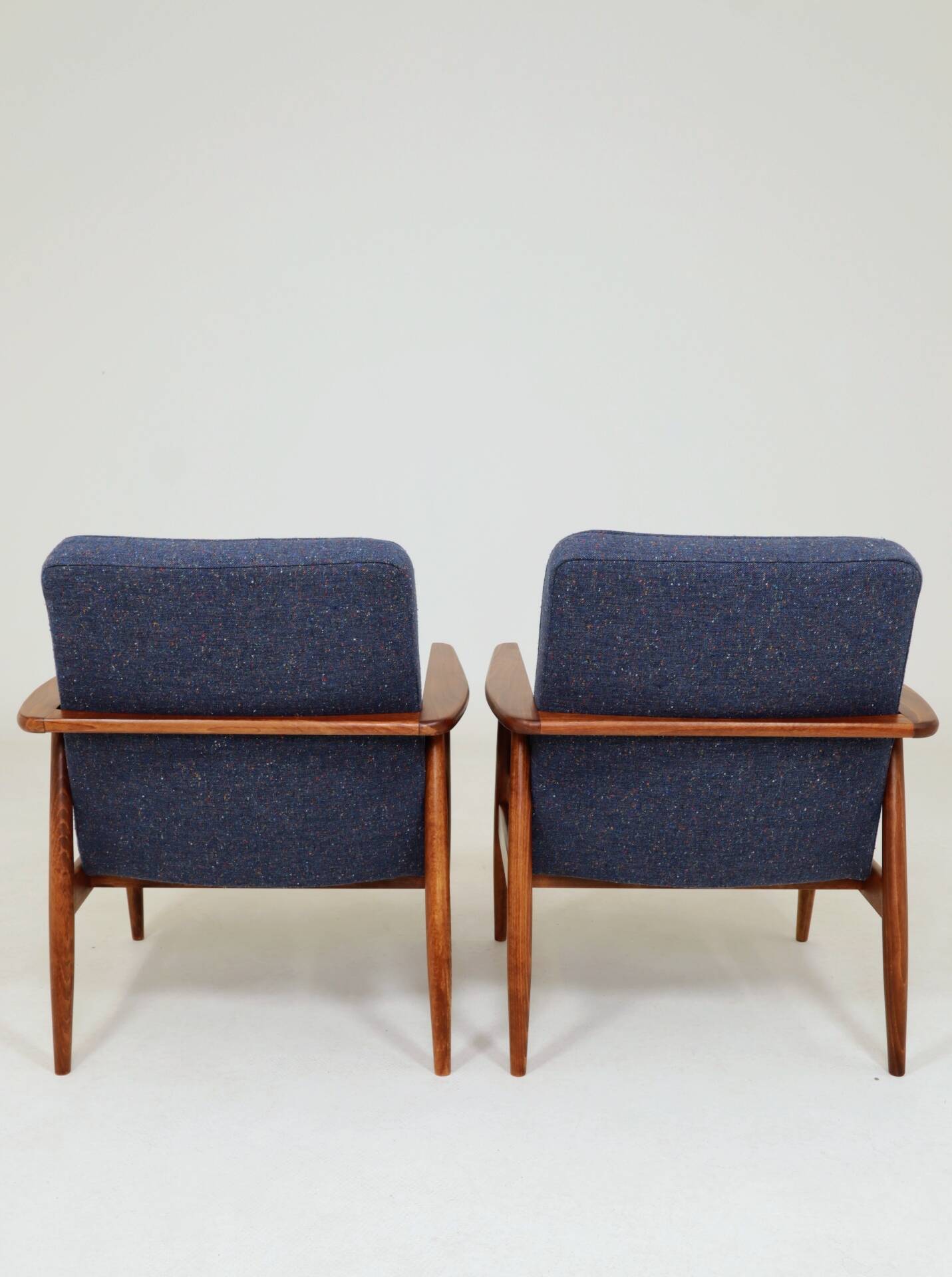 Two Mid Century Armchairs by M. Zieliński, Poland 1960, Navy Tweed