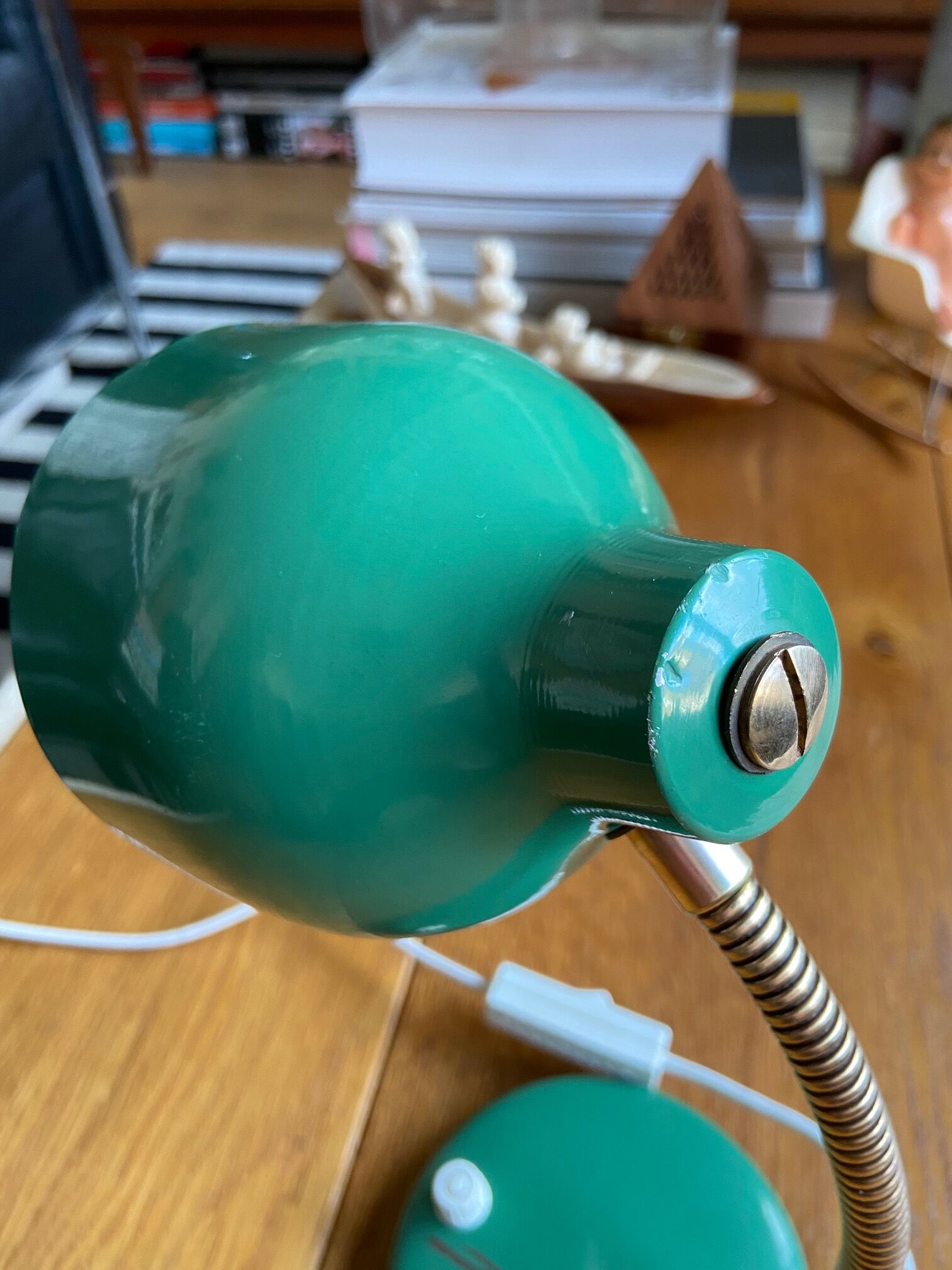 Green enamelled desk lamp