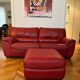 Set convertible leather sofa and footrest Natuzzi
