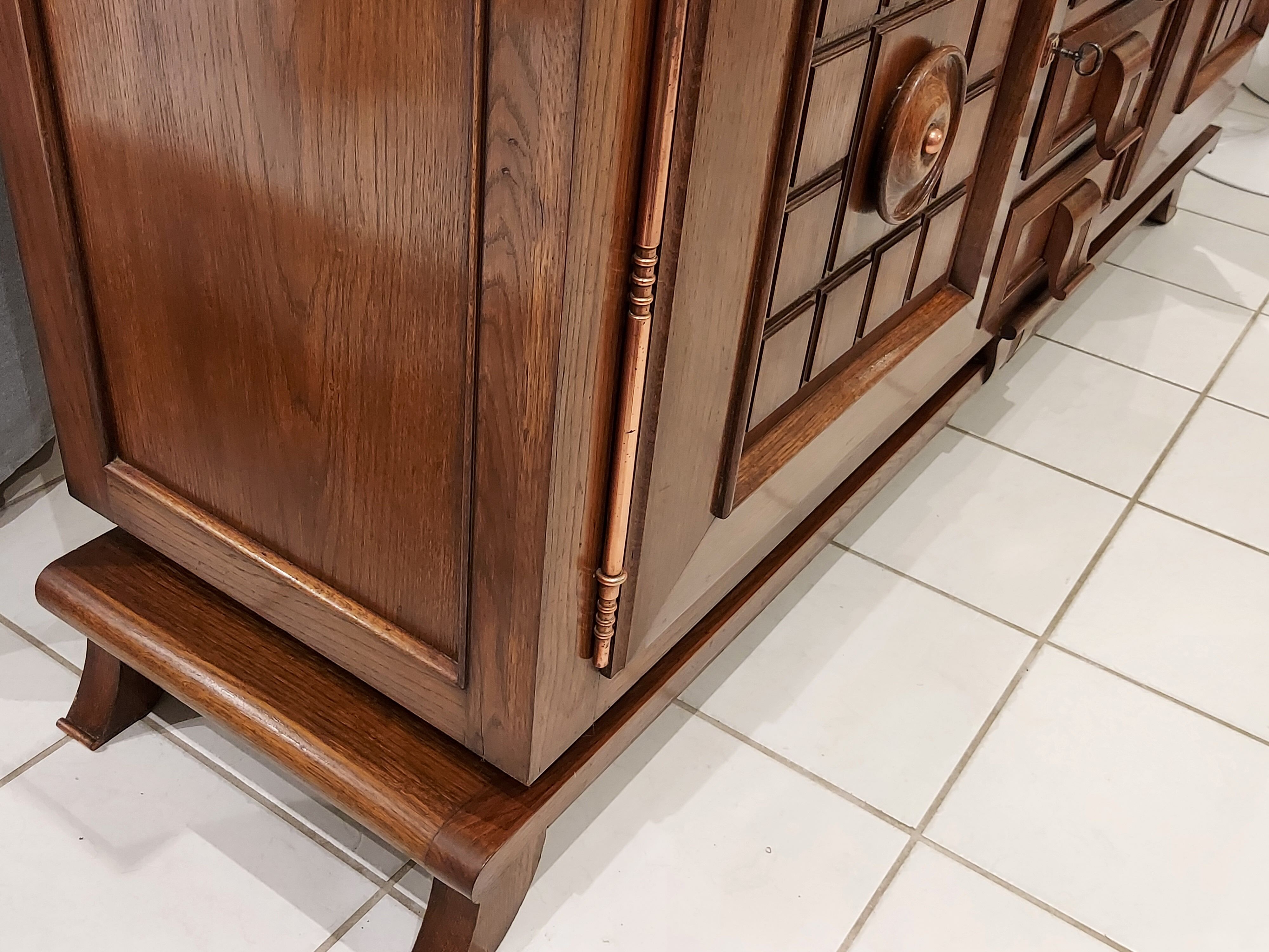 Enfilade oak Brutalist Art Deco 1940s