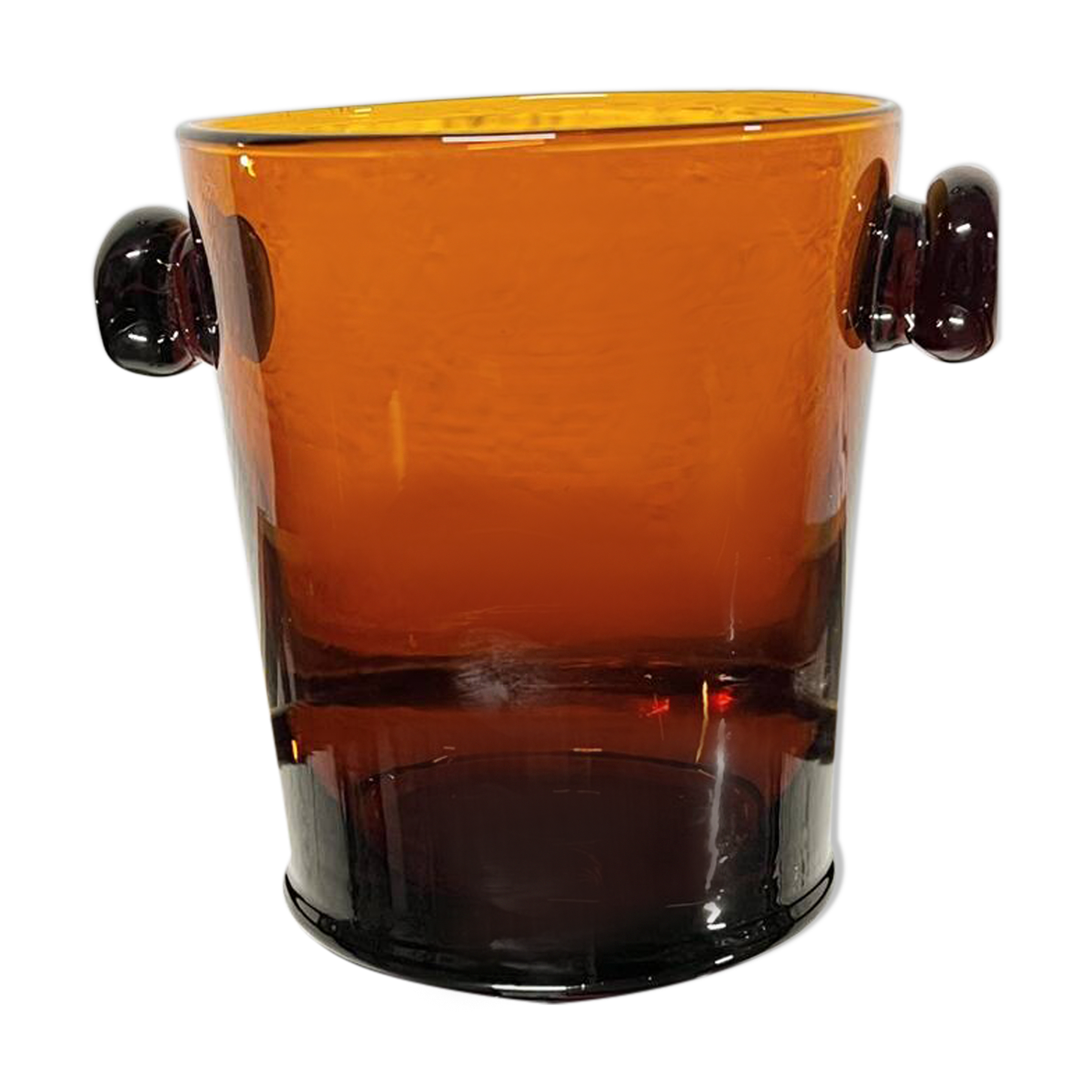 Vintage Amber Glass Ice Cube Bucket