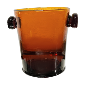 Vintage Amber Glass Ice Cube Bucket