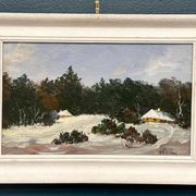 Original Swedish Oil On Panel – “Winter Landscape” – Vintage & Framed – 37 × 26 Cm (14.6" × 10.2")