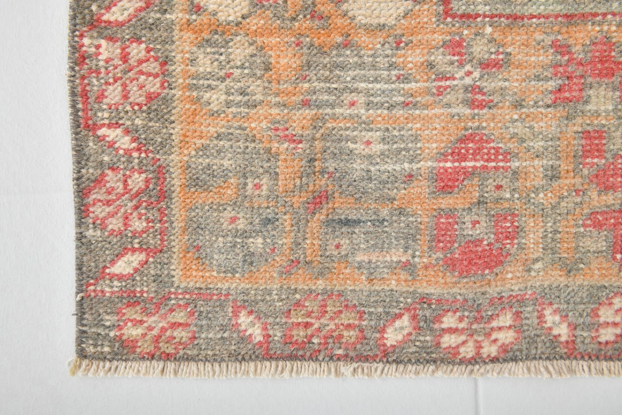 Turkish Light Yellow & Red Vintage Rug, 135x253Cm