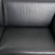 Timeless 3-seater Art Deco design sofa  upholstered in black cowhide leather