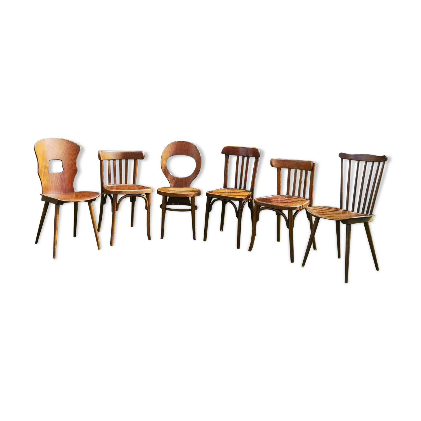 Série de 6 chaises bistrot Baumann dépareillées
