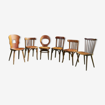 Série de 6 chaises bistrot Baumann dépareillées