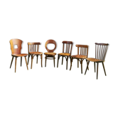 Series of 6 mismatched Baumann bistro chairs