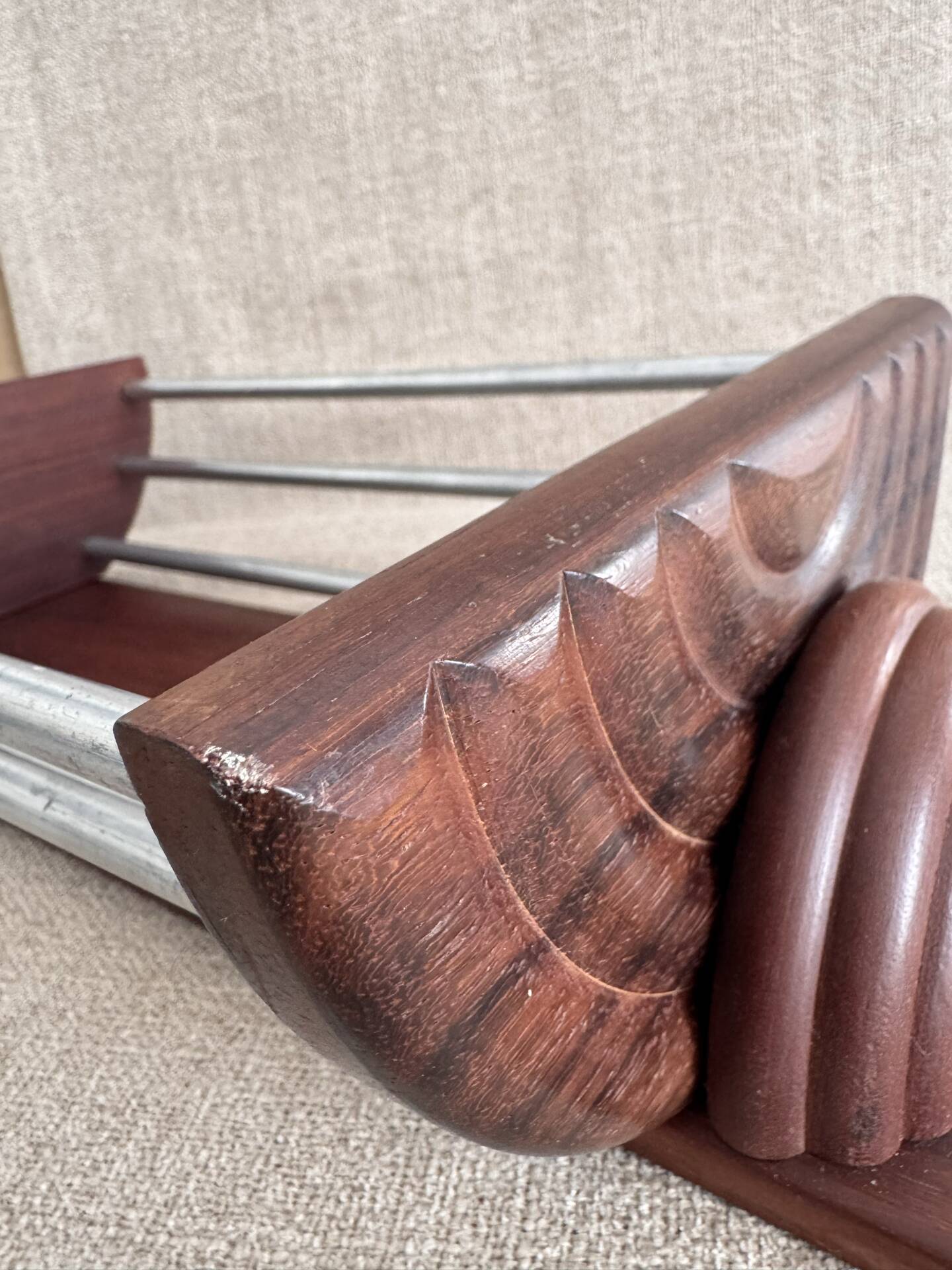 Art Deco fruit bowl in wood and aluminium
