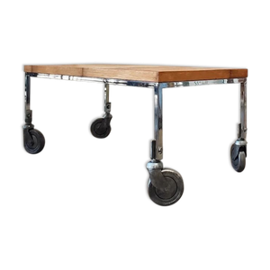 Table Basse Roulante Avec Rangement - Idéale Pour Petit Espace | Plateau Multicouche, Roues Avec Frein, Design Moderne