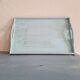 Presentation tray in old wood renovated blue with handles