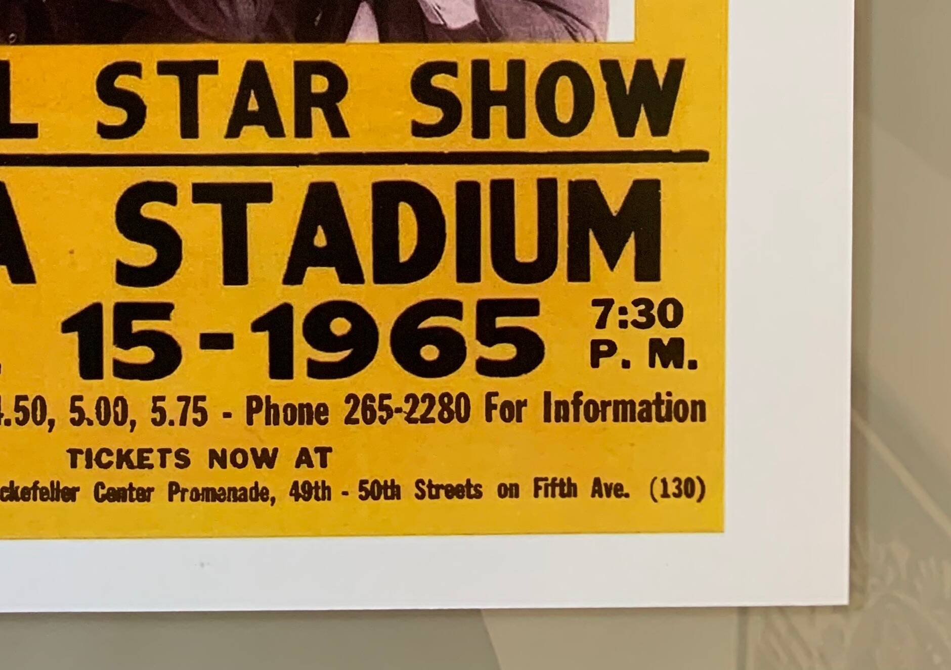 Rock Concert Poster The BEATLES AT SHEA STADIUM, NEW YORK 1965