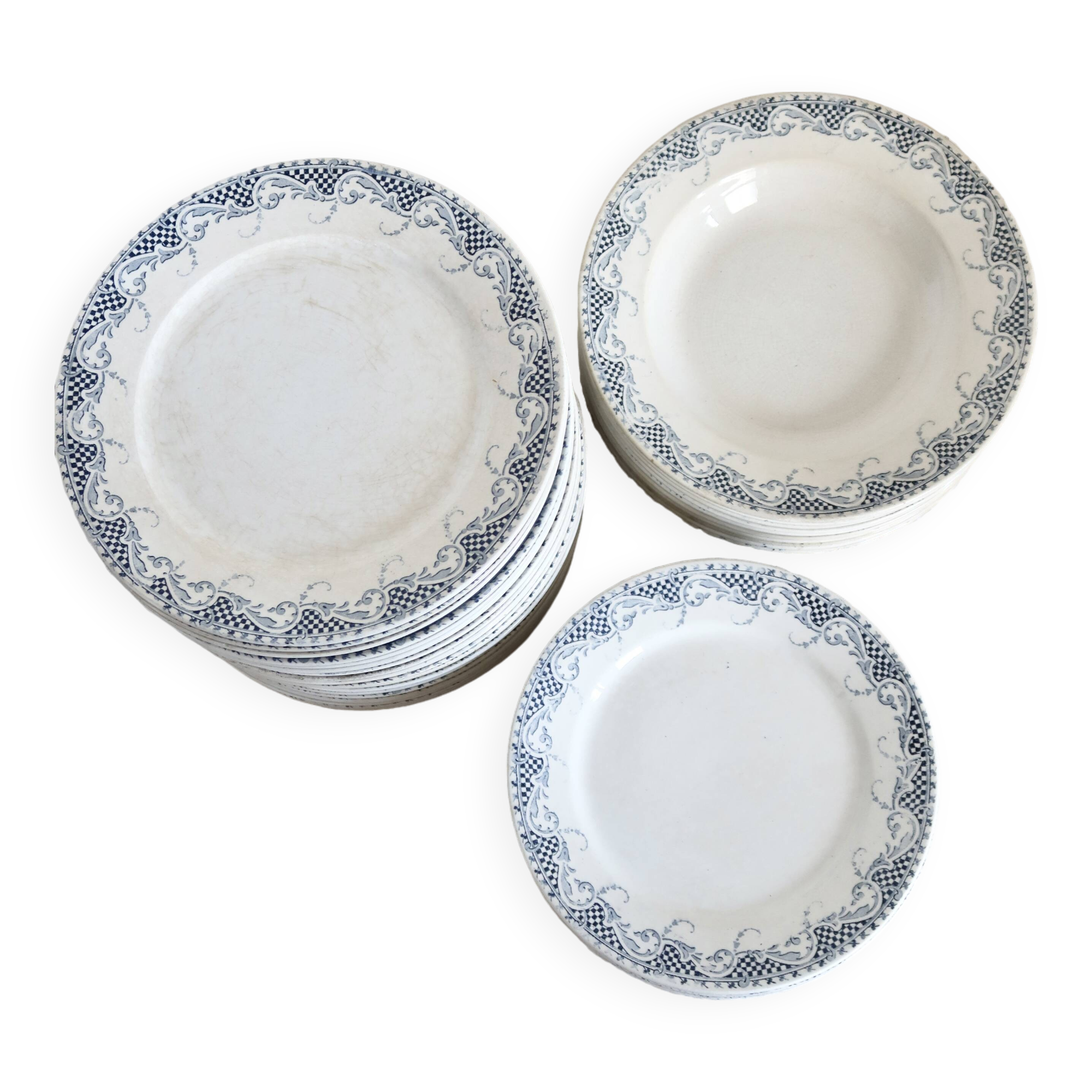 6 assiettes à dessert en terre de fer Sarreguemines modèle Luchon