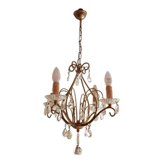 4-burner chandelier with crystal tassels