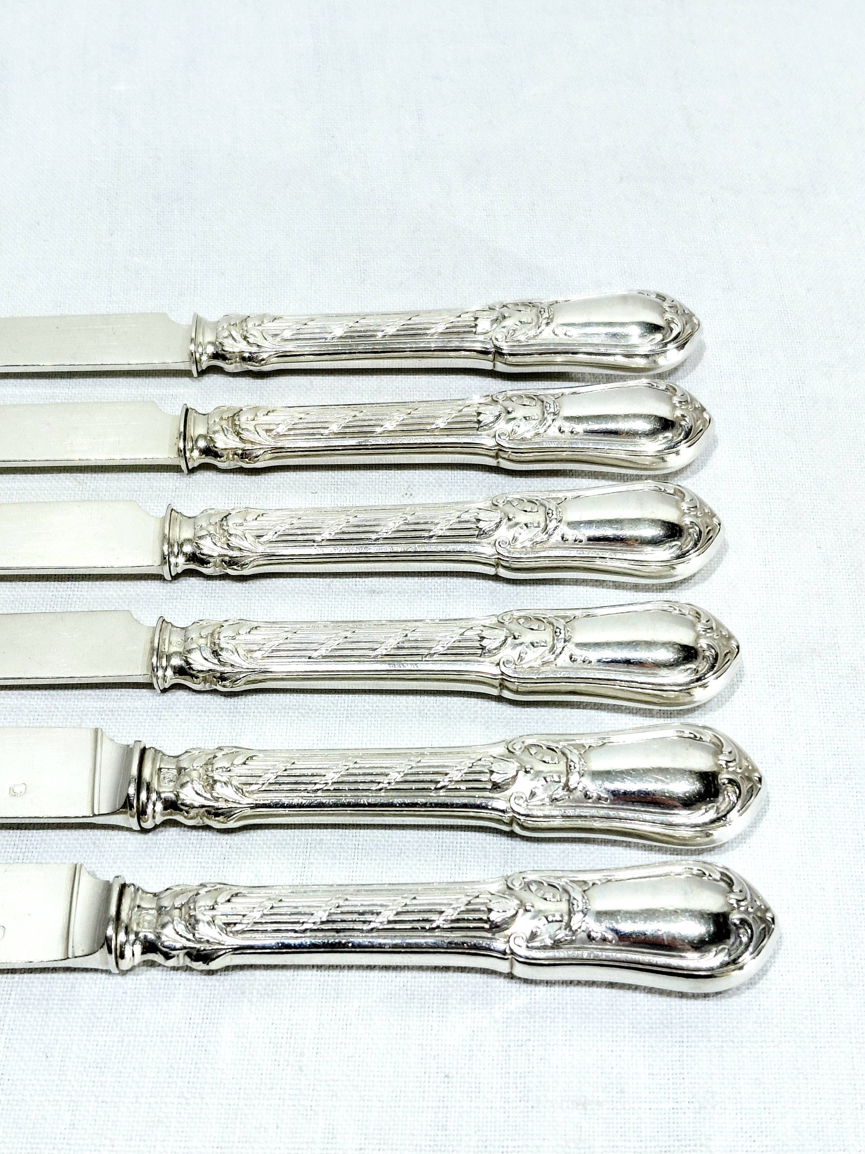 GEORGES FLAKENBERG - 6 SILVER FRUIT KNIVES