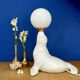 Vintage seal lamp in white ceramic and opaline.