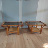 Pair of rattan bedside tables