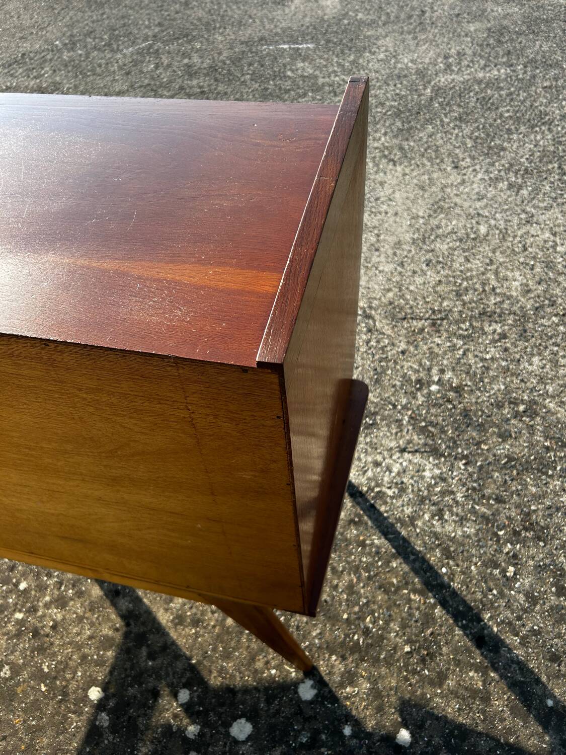 Vintage chest of drawers with compass feet.