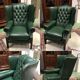 In the 1970s green leather Chesterfield armchair
