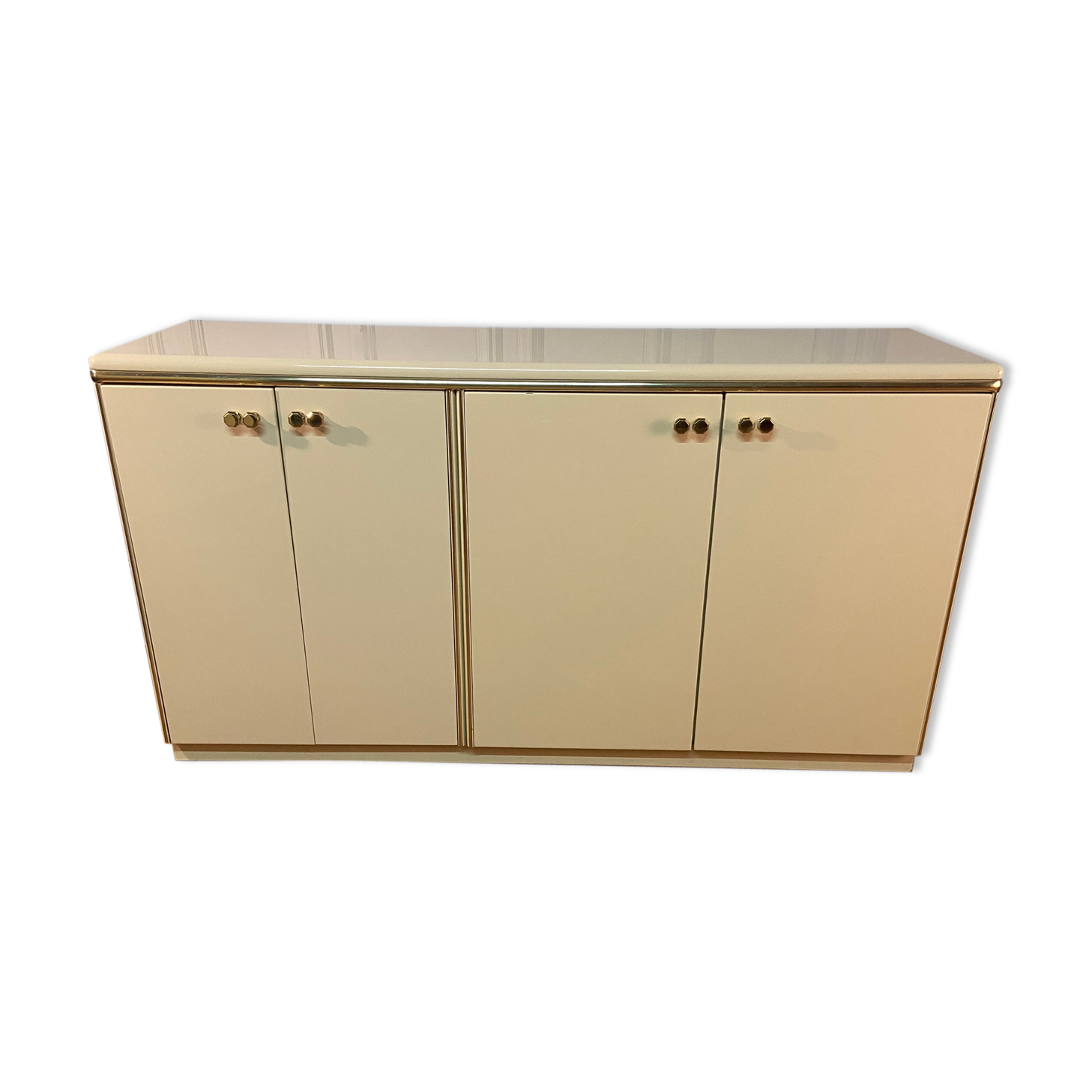 Ivory and brass wool buffet, 1970