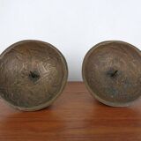 Brutalist Bronze Candleholders, 1960s, Set of 2