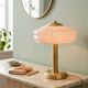 Art Deco mushroom table lamp, powdered pink Clichy glass