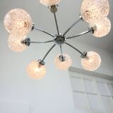 Mid-century Italian 8-Arm Chrome and Crystal Chandelier, 1960s
