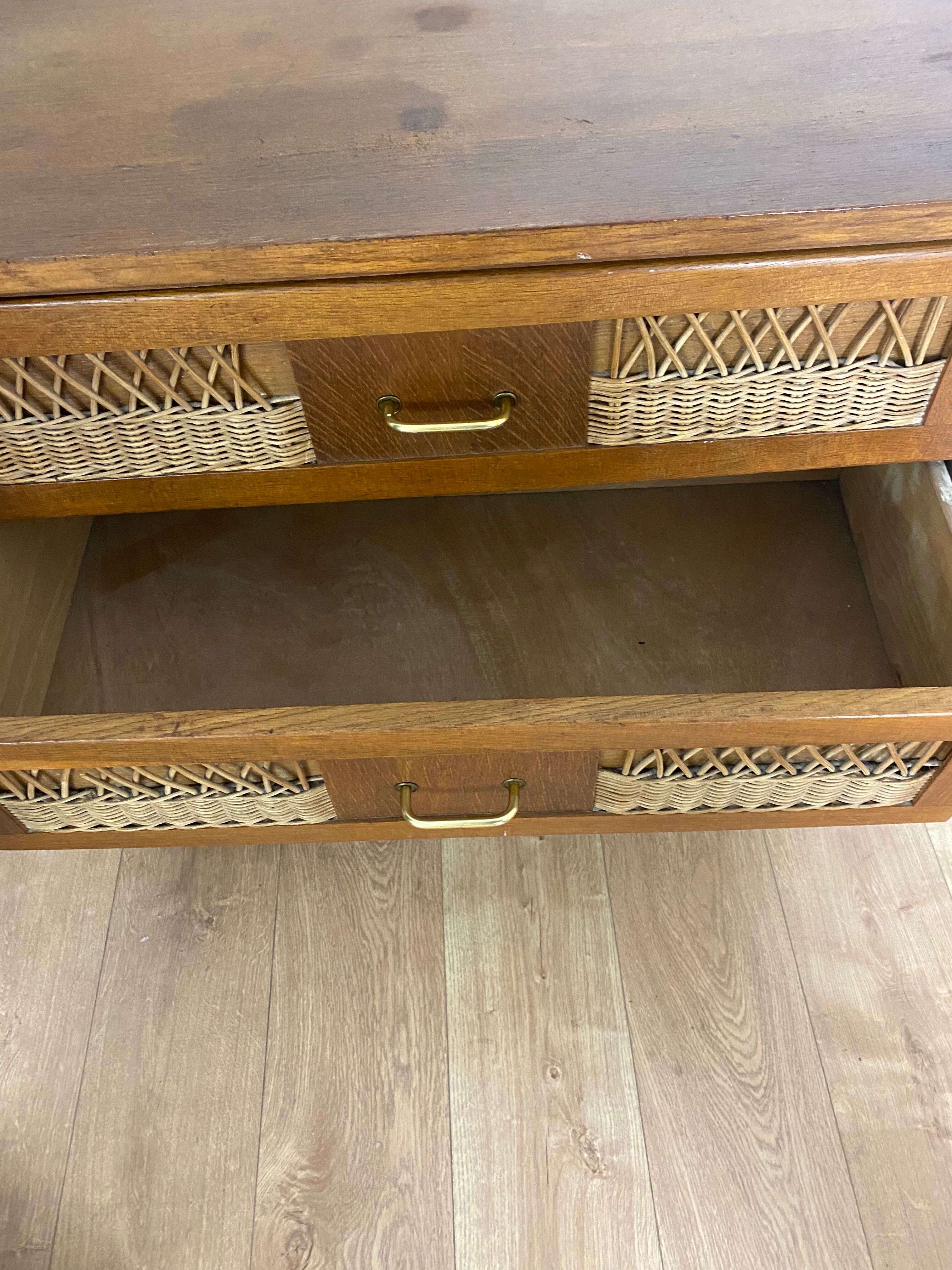 Vintage dresser rattan compass feet