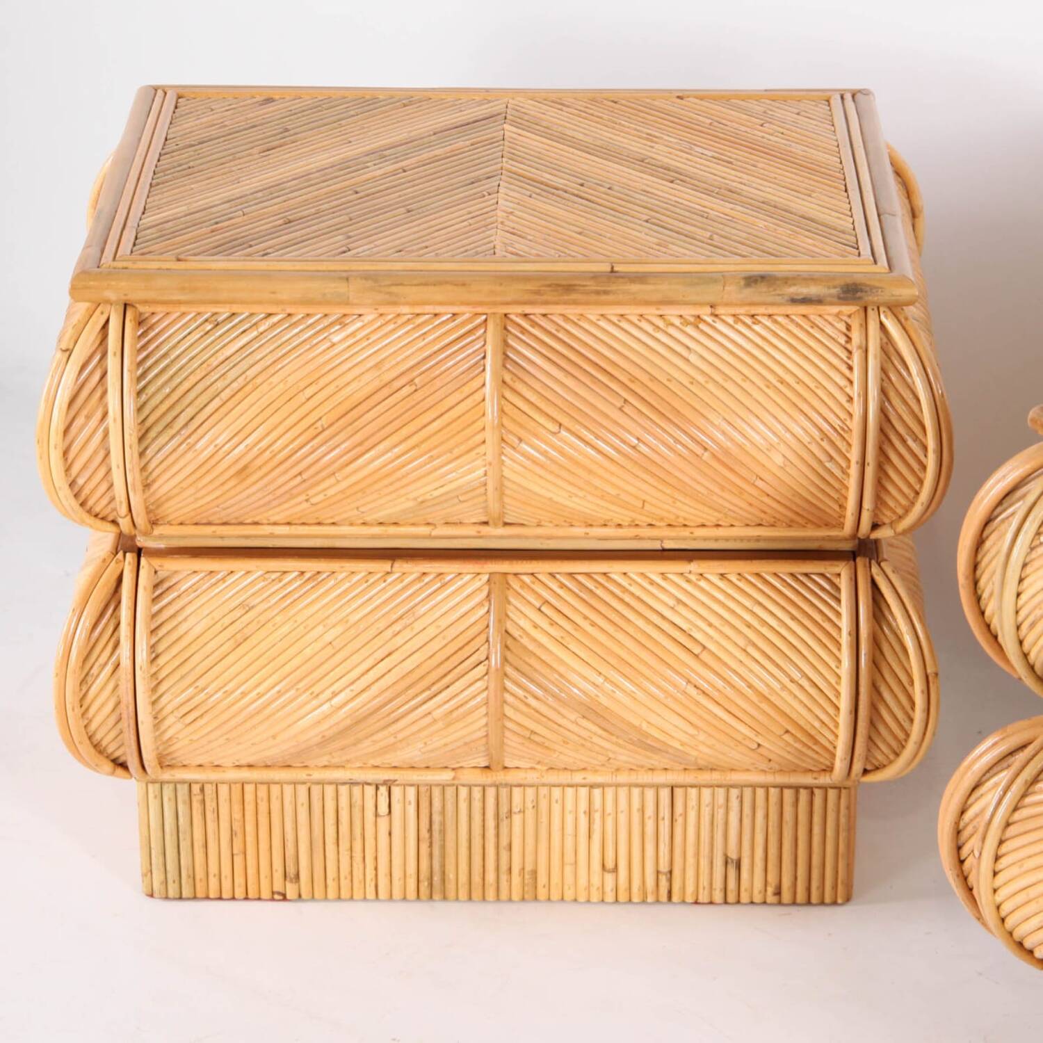 Pair of rattan bedside tables