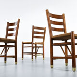 Viggo Hardie-Fischer, set of 6 Danish church chairs in oak for Sorø Møbelfabrik. 1950s
