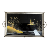 Art deco period serving tray with decoration fixed under glass