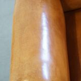 Restored antique Art Deco sheep leather armchair