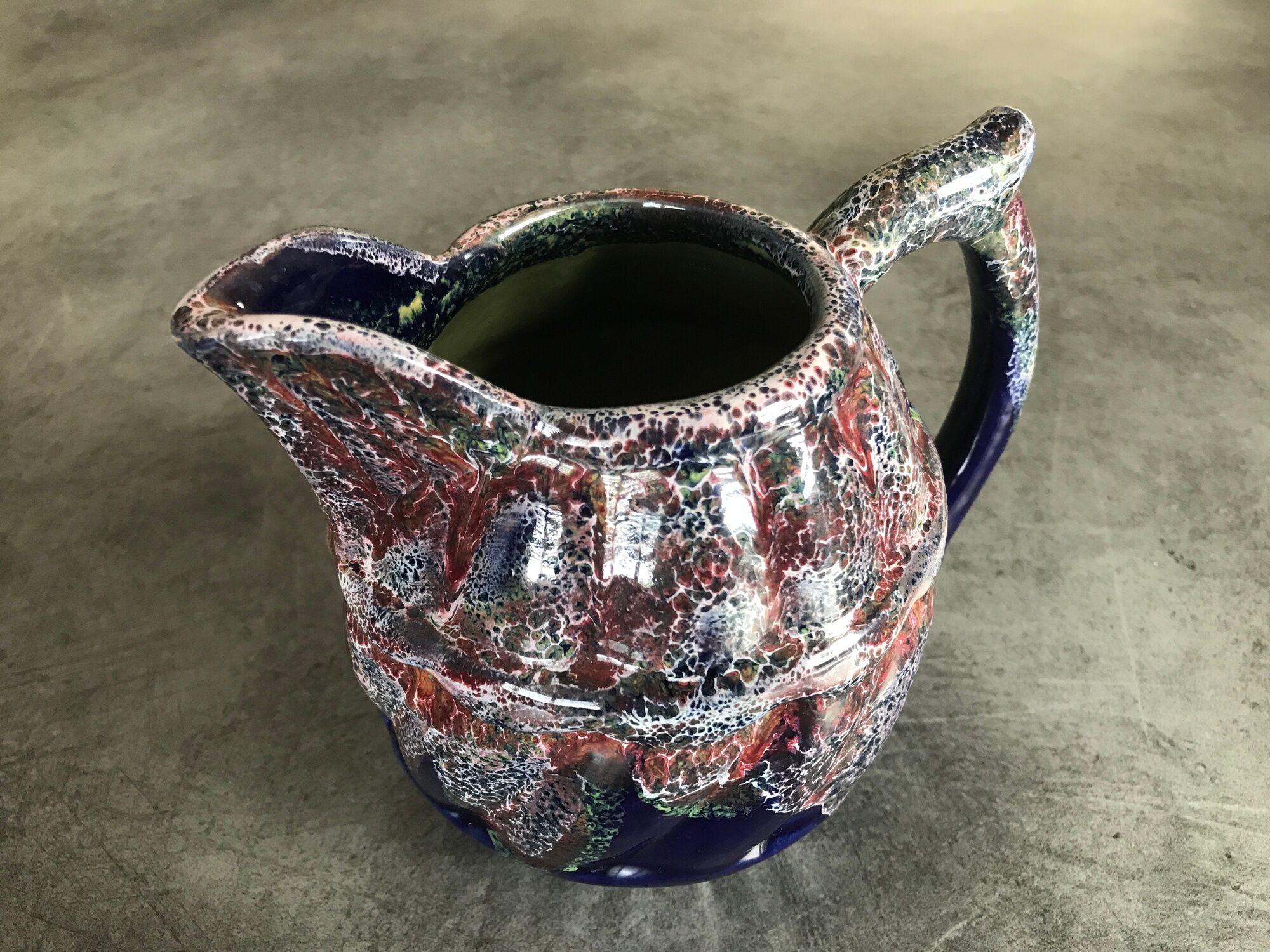 Old pitcher in porcelain stoneware flammé st amand de puisaye signed gaubier