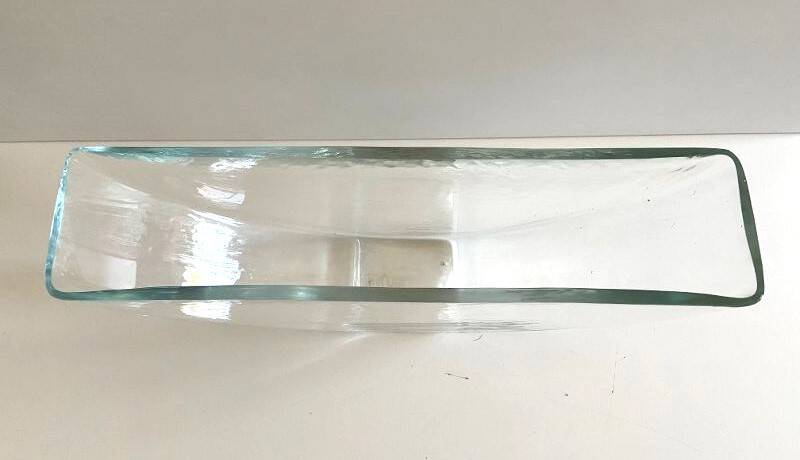 Vase Container Tealight Holder Thick Glass Hammered Half Moon Design