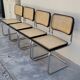 Série de 4 chaises Marcel Breuer modèle B32 signé Italy