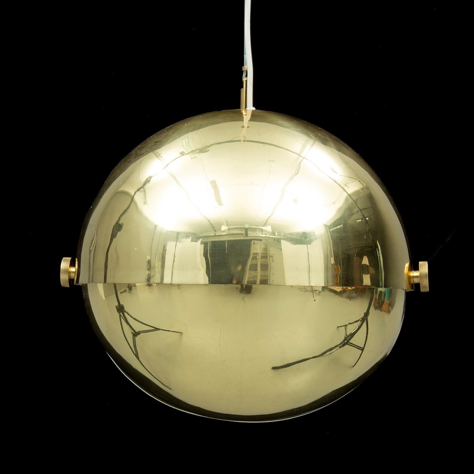 Adjustable spherical brass lamp by Münchner Werkstätten Germany 1970