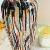 Multi-colored dropper vase, signed NB 2004, 34 cm high.